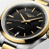 Montre Longines Conquest 38 mm Quartz Cadran Noir Sablé Acier et PVD Jaune