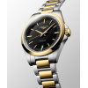 Montre Longines Conquest 38 mm Quartz Cadran Noir Sablé Acier et PVD Jaune