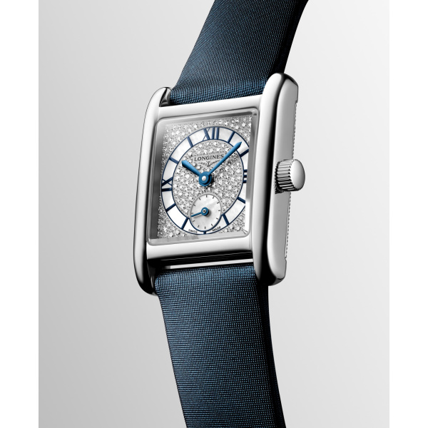 Montre Longines Mini DolceVita 21,50 x 29 mm Quartz Cadran Serti Nacre Bracelet Cuir Bleu