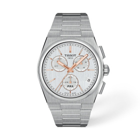 Montre Tissot PRX Quartz Chronograph 41 mm Cadran Argent Bracelet Acier