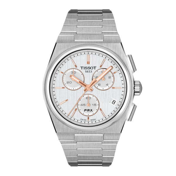 Montre Tissot PRX Quartz Chronograph 41 mm Cadran Argent Bracelet Acier