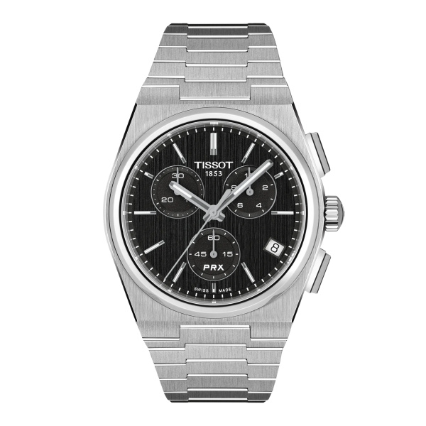 Montre Tissot PRX Quartz Chronograph 41 mm Cadran Noir Bracelet Acier