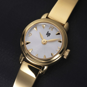 Montre Lip Henriette 18 mm Cadran Argenté Bracelet Jonc Doré