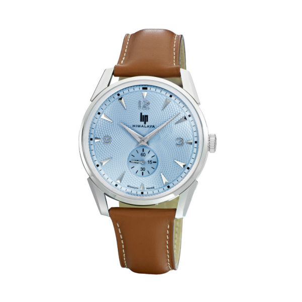Montre Lip Himalaya 40 mm Quartz Cadran Bleu Guilloché Cuir Camel