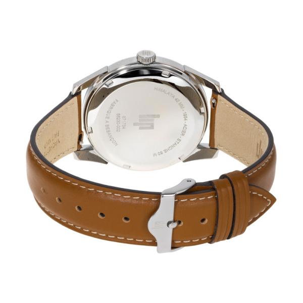 Montre Lip Himalaya 40 mm Quartz Cadran Bleu Guilloché Cuir Camel