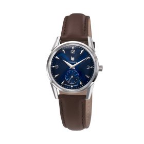 Montre Lip Himalaya 35 mm Quartz Cadran Bleu Bracelet Cuir Marron