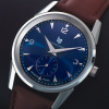 Montre Lip Himalaya 35 mm Quartz Cadran Bleu Bracelet Cuir Marron