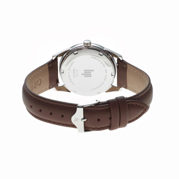 Montre Lip Himalaya 35 mm Quartz Cadran Bleu Bracelet Cuir Marron