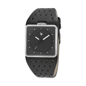 Montre Lip Big TV Automatique 35 mm Carrée Cadran Noir Cuir