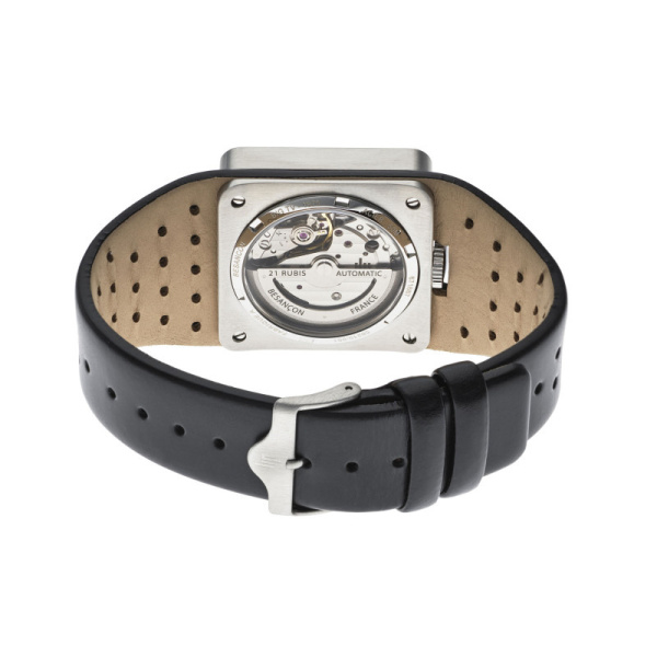 Montre Lip Big TV Automatique 35 mm Carrée Cadran Noir Cuir