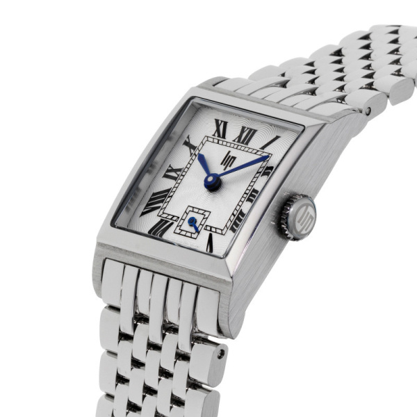 Montre Lip Churchill C18 Carrée 21 mm Cadran Argenté Maille Acier