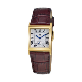 Montre Lip Churchill C26 Carrée 26 mm Cadran Argenté Cuir Marron