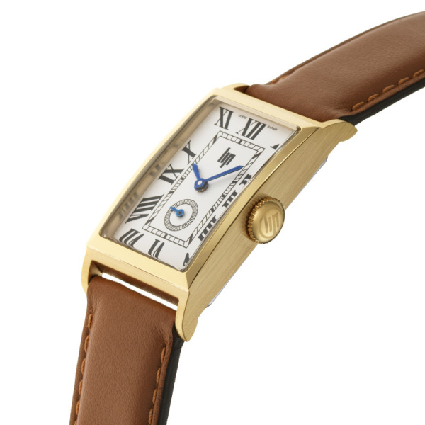 Montre Lip Churchill T18 Rectangulaire Dorée Cadran Ivoire Cuir