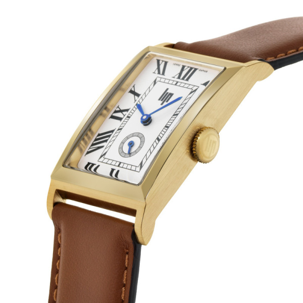 Montre Lip Churchill T24 Rectangulaire Dorée Cadran Ivoire Cuir