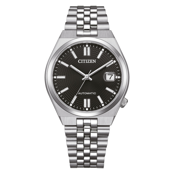 Montre Citizen Tsuyosa 60 37 mm Automatique Cadran Noir Guilloché Bracelet Acier