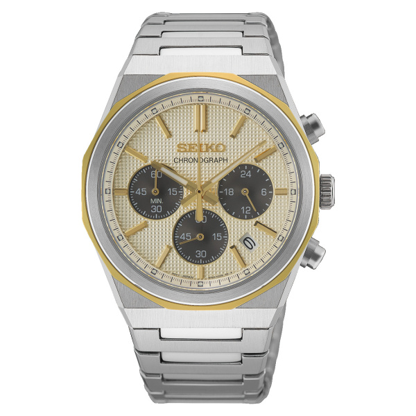 Montre Seiko Chronographe HGK001P1 40 mm Quartz Cadran Champagne Bracelet Acier