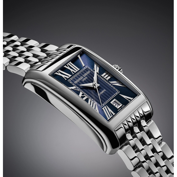 Montre Frederique Constant Classics Carrée Automatic 42,3 x 30 mm Cadran Bleu Bracelet Acier