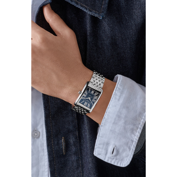 Montre Frederique Constant Classics Carrée Automatic 42,3 x 30 mm Cadran Bleu Bracelet Acier