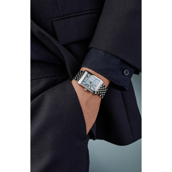 Montre Frederique Constant Classics Carrée Automatic 42,3 x 30 mm Cadran Bleu Clair Bracelet Acier