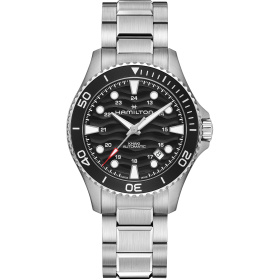 Montre Hamilton Khaki Navy Scuba Auto 40 mm Cadran Noir Laqué Bracelet Acier