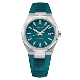 Montre Mido Multifort 8 One Crown 38,4 x 40 mm Automatique Cadran Vert Bracelet Caoutchouc