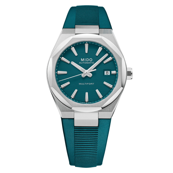 Montre Mido Multifort 8 One Crown 38,4 x 40 mm Automatique Cadran Vert Bracelet Caoutchouc