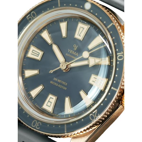 Montre Yema Skin Diver Slim Bronze CMM.20 39 mm Automatique Cadran Gris Bracelet Cuir Édition Limitée