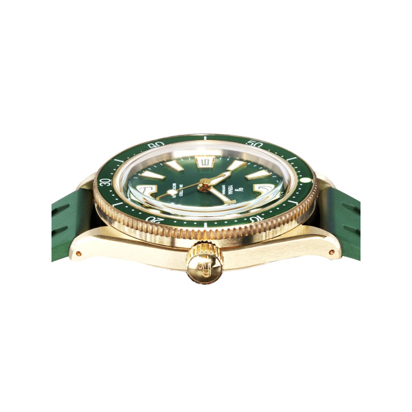 Montre Yema Skin Diver Slim Bronze CMM.20 39 mm Automatique Cadran Vert Bracelet Cuir