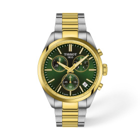 Montre Tissot PR 100 Chronographe 40 mm Quartz Acier et PVD Or Cadran Vert