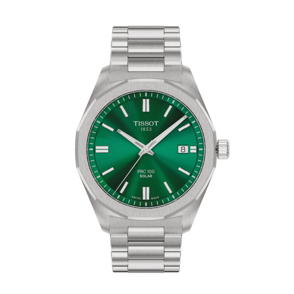 Montre Tissot PRC 100 Solar 39 mm Quartz Cadran Vert Bracelet Acier