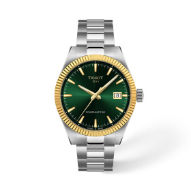 Montre Tissot Gentleman Gold Bezel 38 mm Automatique Lunette Or Jaune 18 ct Cadran Vert