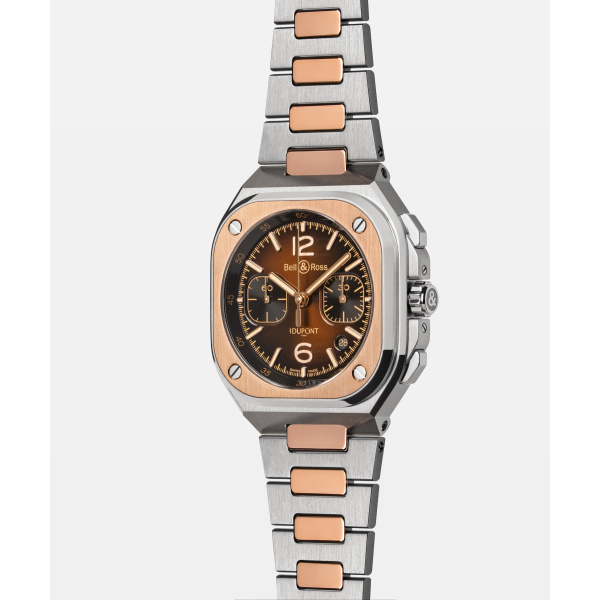 Montre Bell & Ross BR-05 Chrono S.T. Dupont 42 mm Bracelet Or Rose et Acier