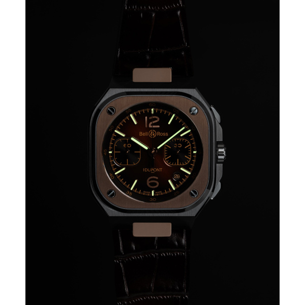 Montre Bell & Ross BR-05 Chrono S.T. Dupont 42 mm Bracelet Cuir de Veau Brun