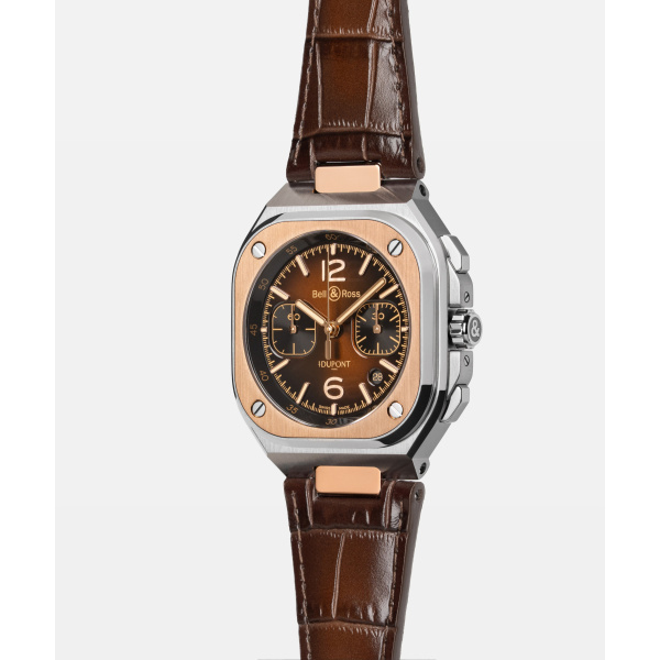 Montre Bell & Ross BR-05 Chrono S.T. Dupont 42 mm Bracelet Cuir de Veau Brun