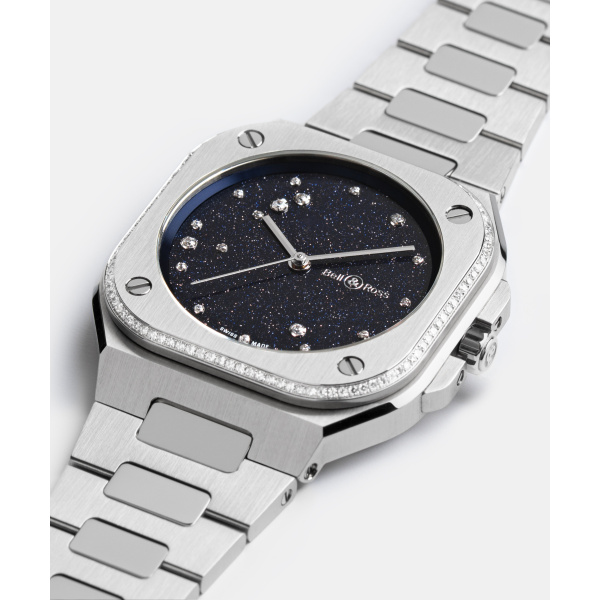 Montre Bell & Ross BR-05 36 mm Blue Diamond Eagle Lunette Sertie Bracelet Acier