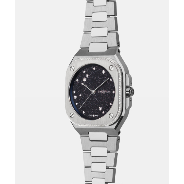 Montre Bell & Ross BR-05 36 mm Blue Diamond Eagle Lunette Sertie Bracelet Acier