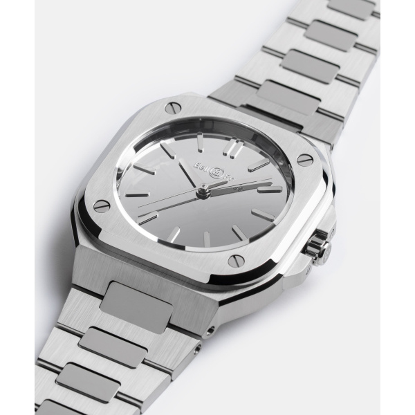 Montre Bell & Ross BR-05 Grey Mirror Steel 40 mm Cadran Miroir Bracelet Acier