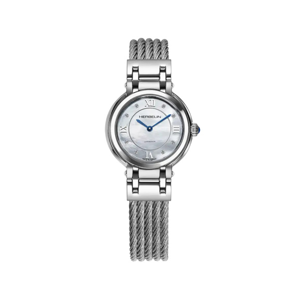 Montre Herbelin Galet 28 mm Quartz Nacre Index Diamants Acier