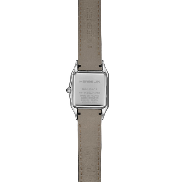 Montre Herbelin Luna 24 mm Quartz 62 Diamants Cuir Noir