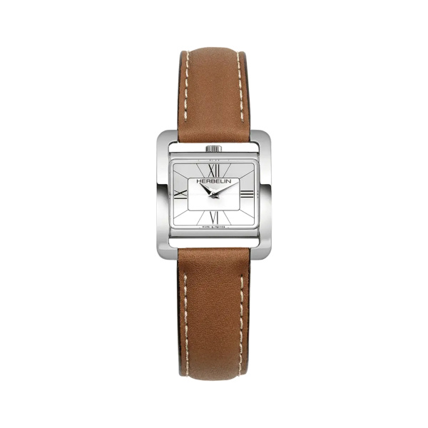 Montre Herbelin Ve Avenue 19 mm Quartz Cadran Argent Soleillé Cuir Camel