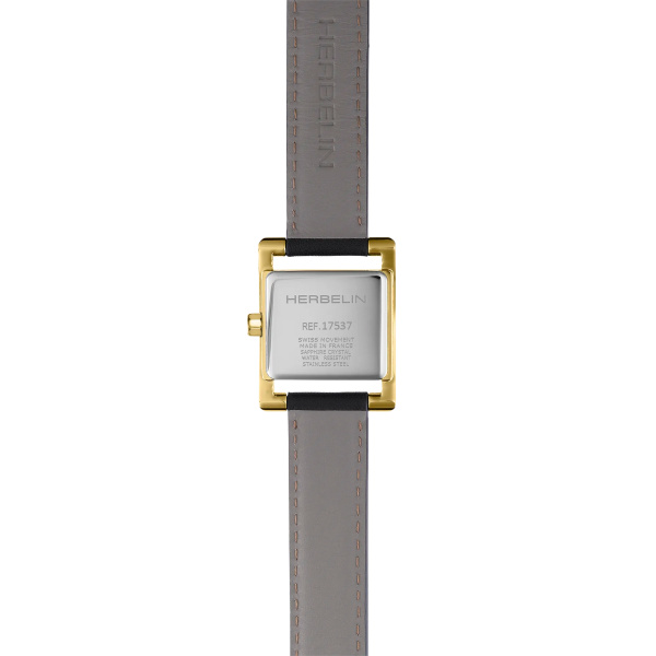Montre Herbelin Ve Avenue 19 mm Quartz PVD Or Jaune Cadran Noir Cuir Noir