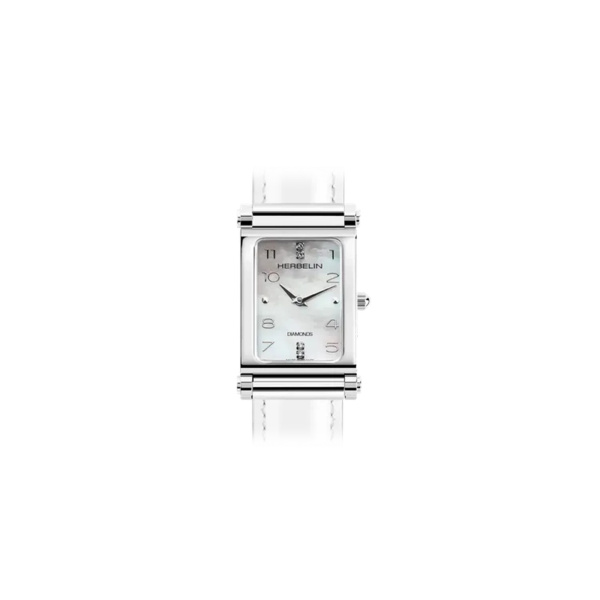 Boîtier Herbelin Antarès Galbé Nacre et Diamants 24 x 19 mm Acier