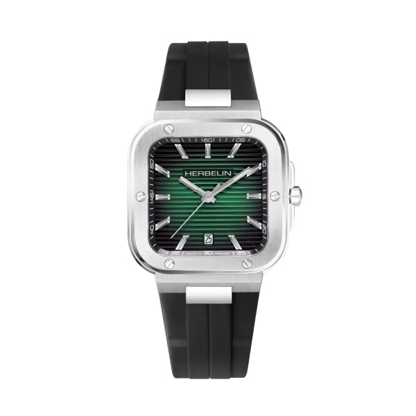 Montre Herbelin Cap Camarat Square 39 mm Quartz Cadran Vert Bracelet Caoutchouc