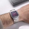 Montre Herbelin Cap Camarat Square 39 mm Quartz Cadran Bordeaux Bracelet Acier