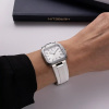 Montre Herbelin Cap Camarat Square 30 mm Quartz Cadran Argent Bracelet Caoutchouc Blanc