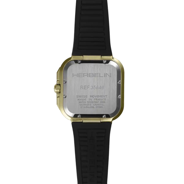 Montre Herbelin Cap Camarat Square Chronographe 40,5 mm Quartz PVD Or Jaune Cadran Noir