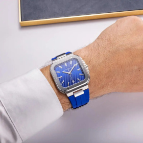 Montre Herbelin Cap Camarat Square 39 mm Quartz Cadran Bleu Cobalt Bracelet Caoutchouc Bleu