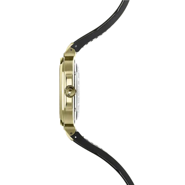 Montre Herbelin Cap Camarat Square 39 mm Quartz PVD Or Jaune Cadran Noir Bracelet Caoutchouc