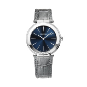 Montre Herbelin Newport Slim 40 mm Quartz Cadran Bleu Bracelet Cuir Gris