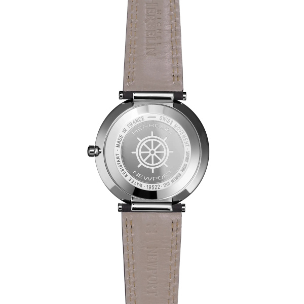 Montre Herbelin Newport Slim 40 mm Quartz Cadran Bleu Bracelet Cuir Gris